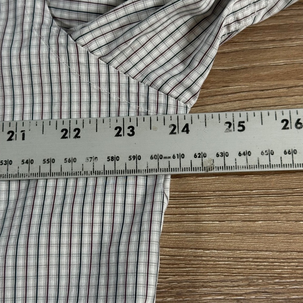 Canali Brushed Button Down Shirt Mens 44-17 1/2 Cream Red Check Business Italy - Picture 8 of 11